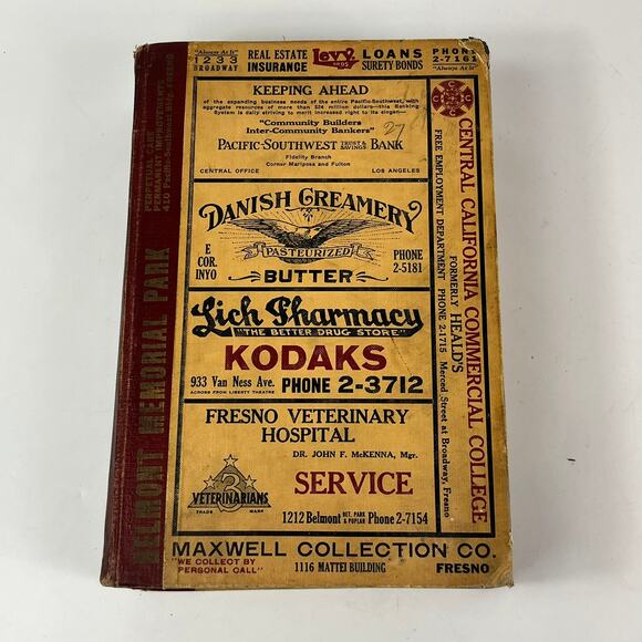 1927 CA Fresno City/County Directory Polk Classified Business Ancestry Genealogy - Picture 1 of 16